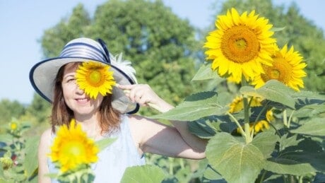 Woman with Sunflowers