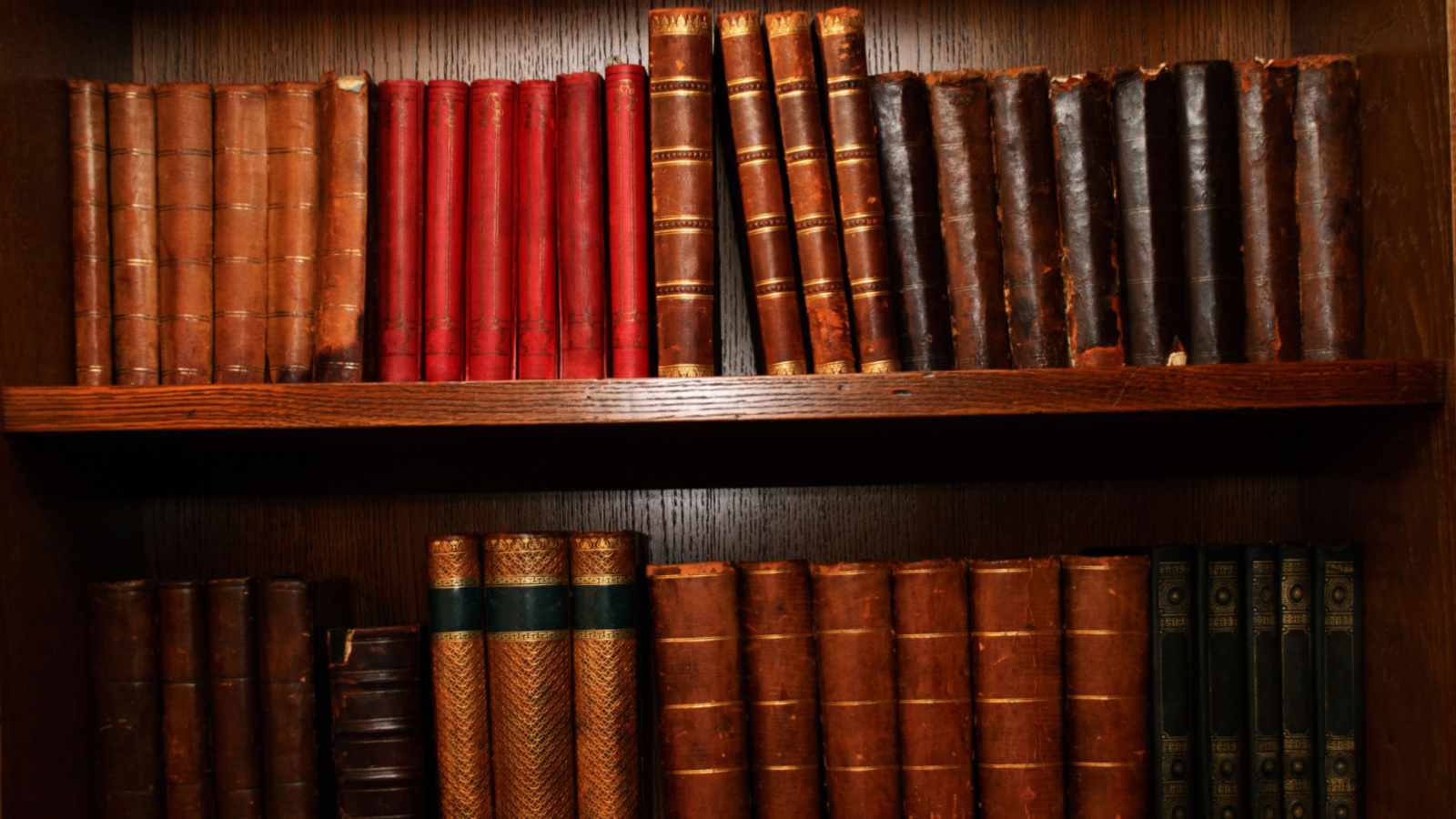 Old books in a bookshelf
