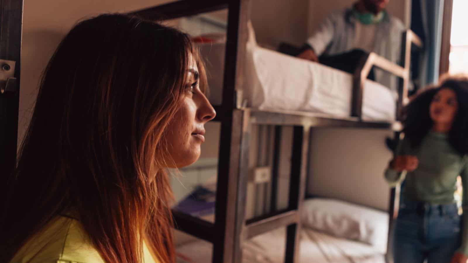 Students in a college dorm room