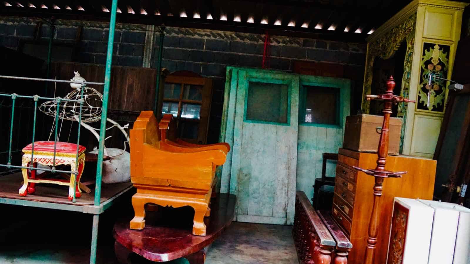 Used furniture on display at a store