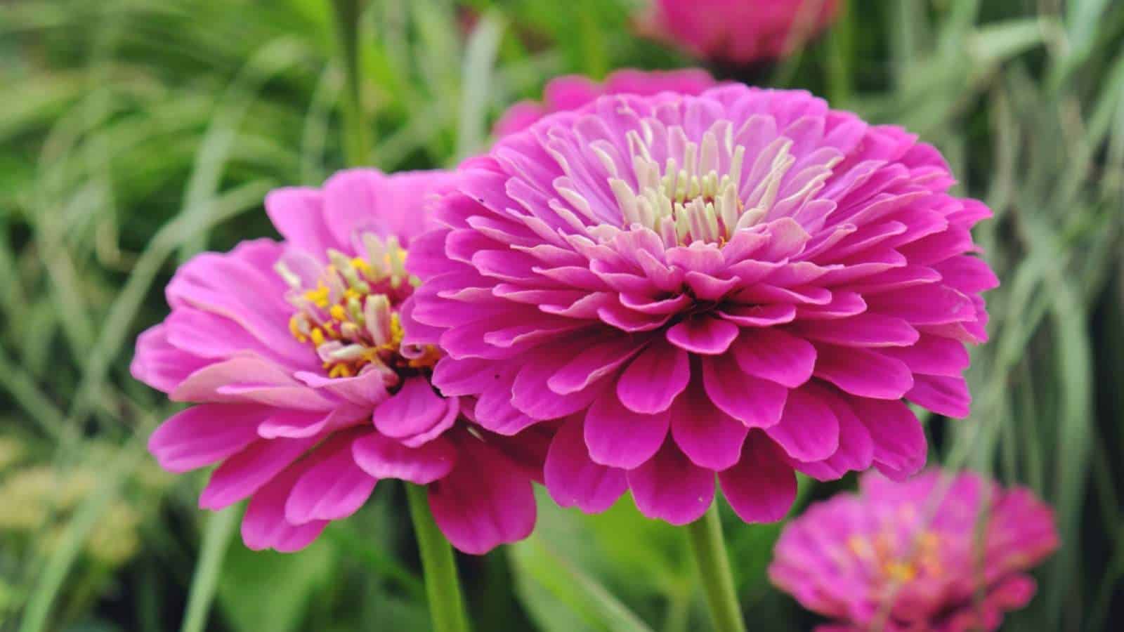 Pink Zinnia flowers in the garden